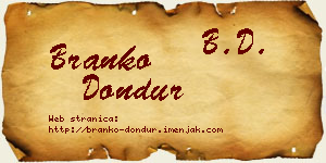 Branko Dondur vizit kartica